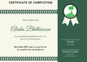 certificate of completion- Firdaws Academy