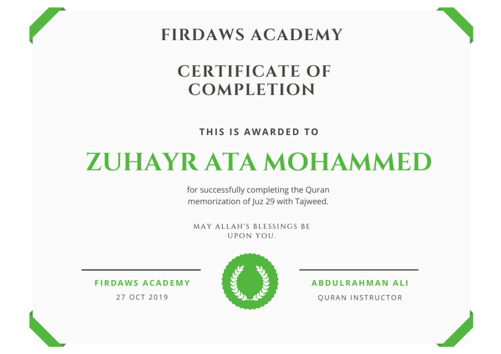 Firdaws Academy Star Students & TESTIMONIALS