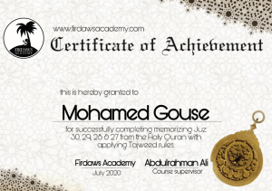 CERTIFICATE OF COMPLETION